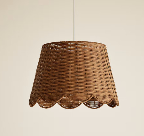Wicker scallop lamp - wicker,
