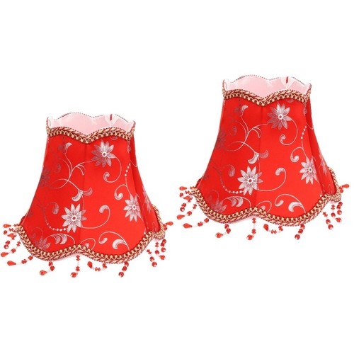 Red fabric lamp shade - red,