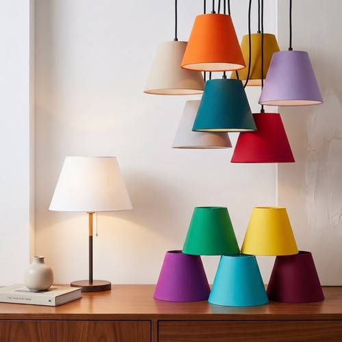 Cotton fabric coolie lampshade - cotton,